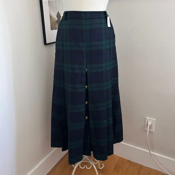 Plaid Green and Blue Women's Skirt - Picture 1 of 4